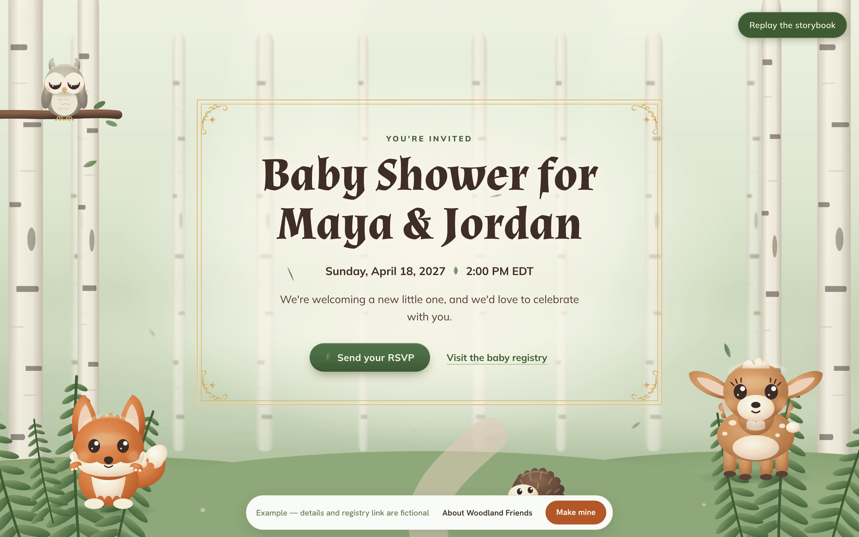 Woodland Friends — the baby shower website